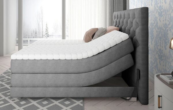 Boxspringová polohovací postel 140x200 LIVANO - popelavá