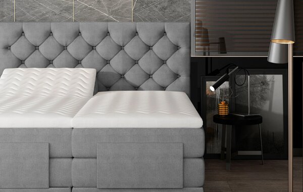 Boxspringová polohovací postel 140x200 LIVANO - popelavá
