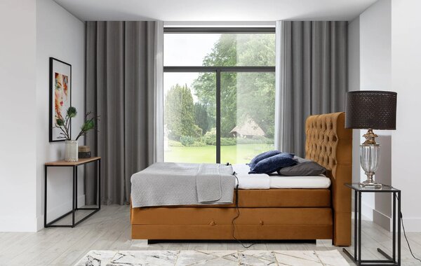 Luxusní polohovací postel 140x200 LIVANO - žlutá