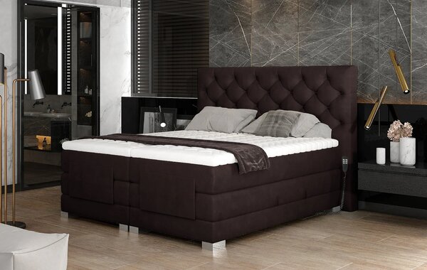 Luxusní polohovací postel 140x200 LIVANO - tmavě hnědá