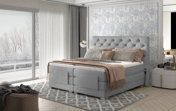 Luxusní polohovací postel 140x200 LIVANO - světle šedá