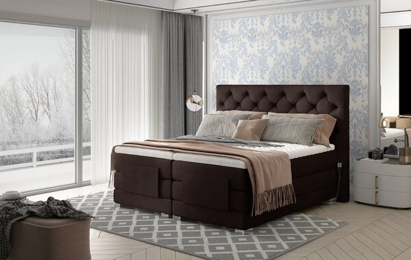 Luxusní polohovací postel 140x200 LIVANO - tmavě hnědá