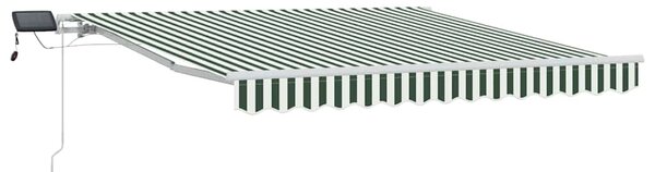 Stahovací markýza Zelená a bílá 350 x 250 cm Látka a hliník