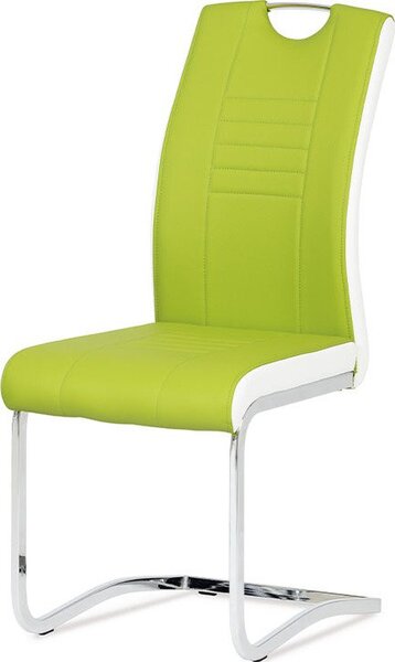 Autronic Pohupovací jídelní židle DCL-406 LIM, ekokůže limetková s bílými boky/chrom