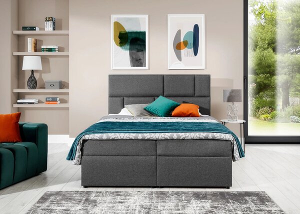 Boxspringová postel 140x200 FARELO - bílá eko kůže