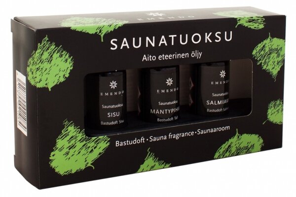 Set vůní do sauny Emendo 3x10ml / Salmiak, Borovice, Sisu