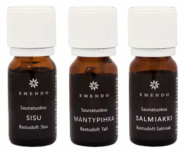 Set vůní do sauny Emendo 3x10ml / Salmiak, Borovice, Sisu