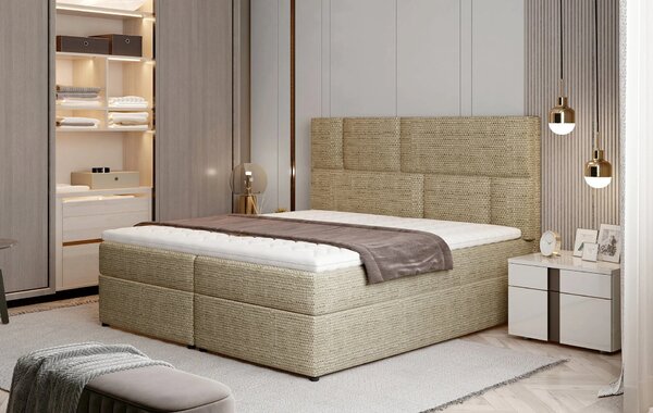 Boxspringová postel 140x200 FARELO - tmavě béžová
