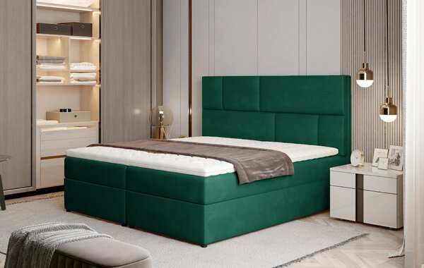 Boxspringová postel 140x200 FARELO - láhvově zelená