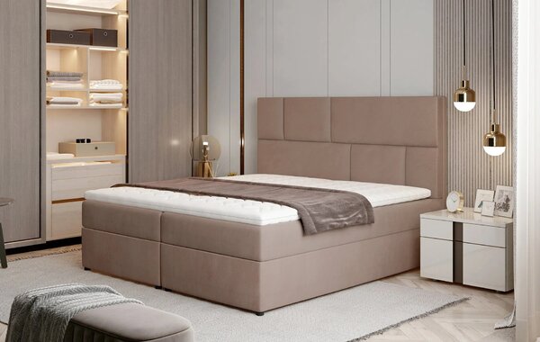 Boxspringová postel 140x200 FARELO - světle hnědá