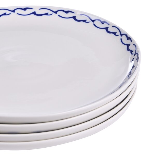 Sada 24 kusů nádobí AMCHUR Porcelán Bílá/Modrá