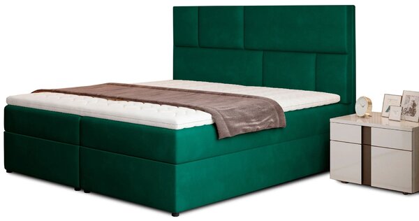 Boxspringová postel s úložným prostorem 160x200 FARELO - láhvově zelená