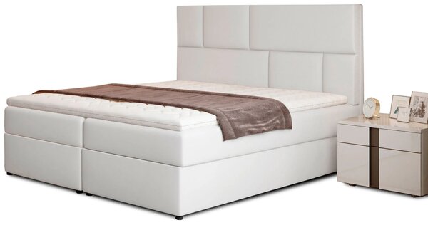 Boxspringová postel 140x200 FARELO - bílá eko kůže