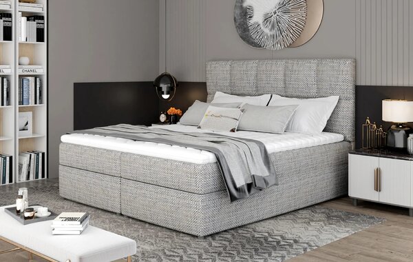 Boxspringová postel 140x200 FLARO - světle šedá