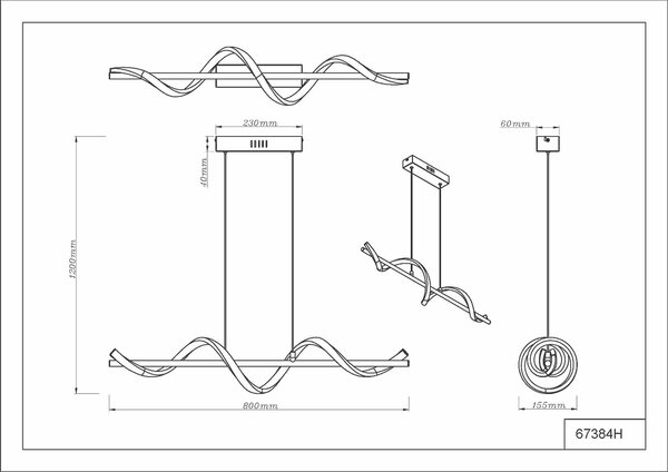 ZÁVĚSNÉ LED SVÍTIDLO, 80/15,5/120 cm Globo - Online Only svítidla, Online Only