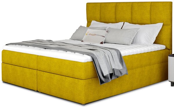Boxspringová postel 140x200 FLARO - žlutá