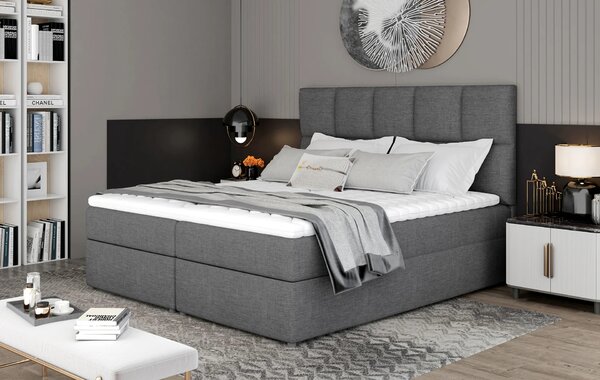 Boxspringová postel 140x200 FLARO - popelavá