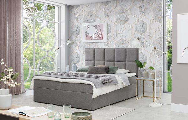 Boxspringová postel 140x200 FLARO - šedá