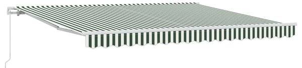 Stahovací markýza Zelená a bílá 400 × 300 cm Polyester a hliník
