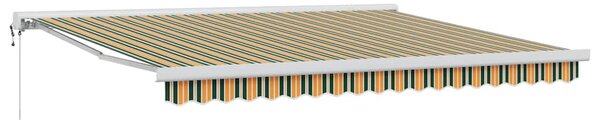 Stahovací markýza Zelená a bílá 400 × 350 cm Polyester a hliník