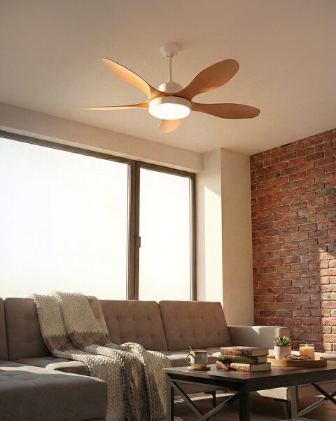 Stropní ventilátor se světlem BARBET s dálkovým ovládáním LED Světle hnědá