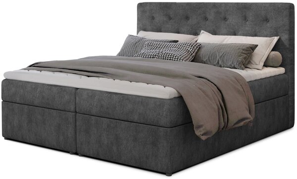 Kontinentální postel 140x200 LEVIRO - tmavě šedá eko kůže