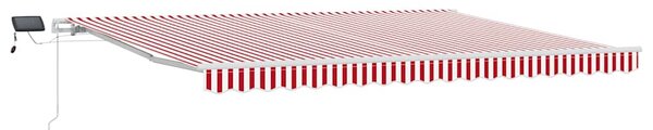 Stahovací markýza Červená a Bílá 450 × 300 cm Látka a hliník