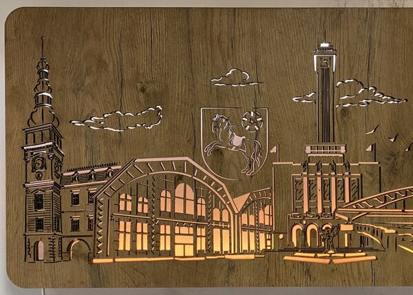 "Ostrava" světelný obraz 230V 130x40cm provedení povrchu: dub světlý
