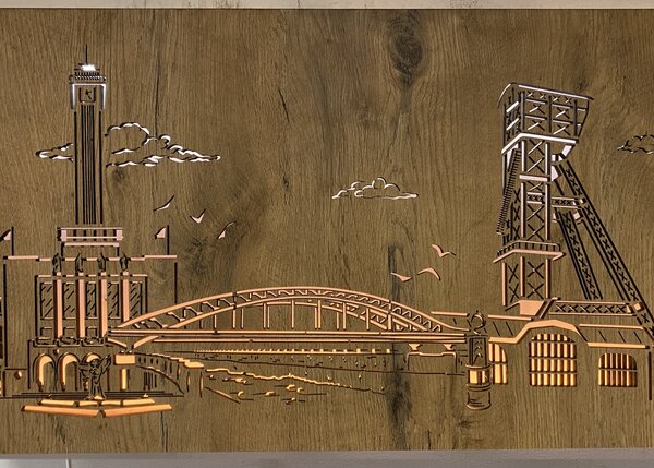 "Ostrava" světelný obraz 230V 130x40cm provedení povrchu: dub světlý