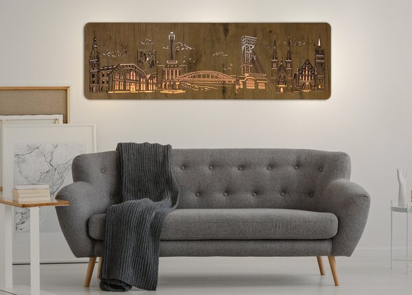 "Ostrava" světelný obraz 230V 130x40cm provedení povrchu: dub světlý