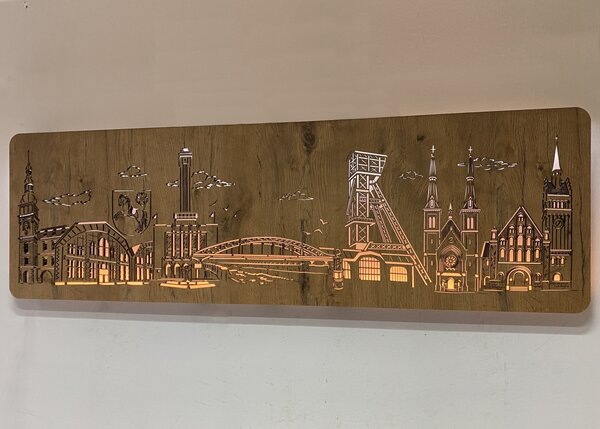 "Ostrava" světelný obraz 230V 130x40cm provedení povrchu: dub světlý