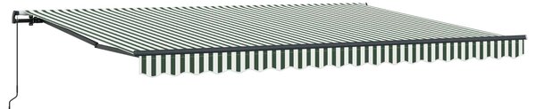 Stahovací markýza Zelená a bílá 450 × 350 cm Polyester a hliník