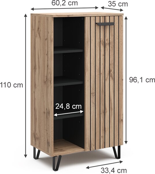 Příborník Vicco Amber Dub Wotan 35 x 110 cm s 1 dveřmi, Model 47682