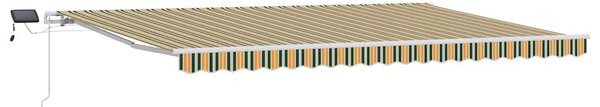 Stahovací markýza Zelená a žlutá 500 × 300 cm Látka a hliník