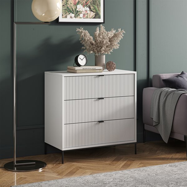 Komoda Vicco Eliza Bílá 80 x 81.2 cm se 3 zásuvkami, Model 49498