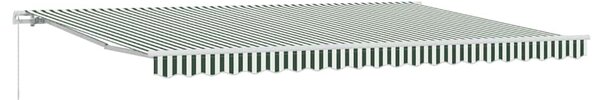 Stahovací markýza Zelená a bílá 500 × 300 cm Polyester a hliník