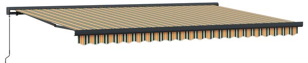 Stahovací markýza Zelená a žlutá 500 × 300 cm Plátno a hliník