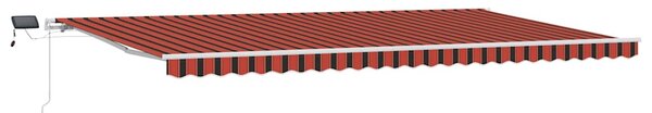 Stahovací markýza oranžová a hnědá 600 × 300 cm Látka a hliník