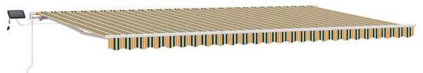 Stahovací markýza Zelená a žlutá 600 × 300 cm Látka a hliník