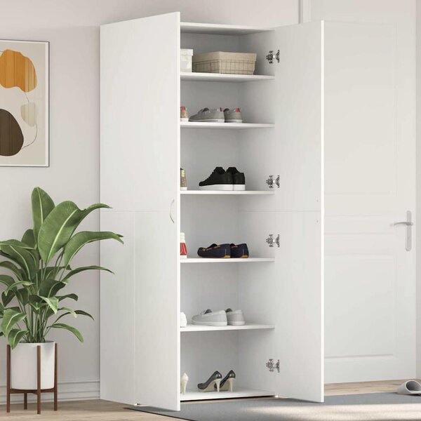 Skříň na obuv 80 x 35.5 x 180 cm Kompozitní dřevo Bílá