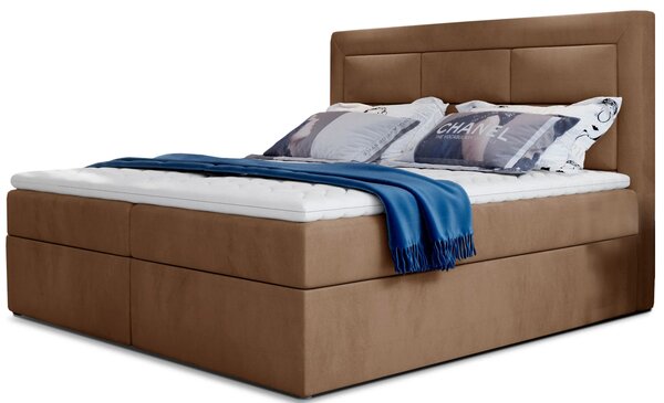 Boxspringová postel 140x200 TERIVO - světle hnědá