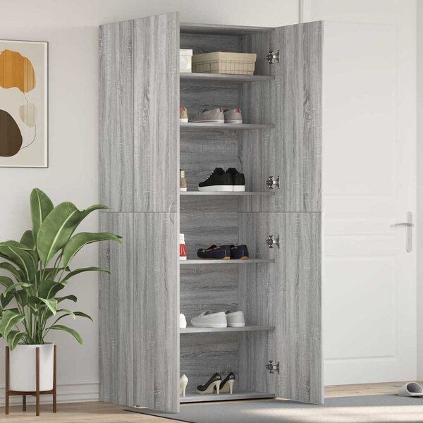 Skříň na obuv 80 x 35.5 x 180 cm Kompozitní dřevo Šedá