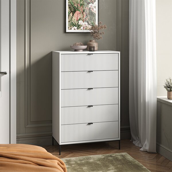 Komoda Vicco Eliza Bílá 76 x 120 cm s 5 zásuvkami, Model 49500
