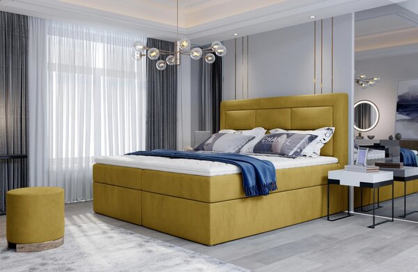 Boxspringová postel 140x200 TERIVO - žlutá