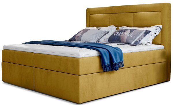 Boxspringová postel 140x200 TERIVO - žlutá