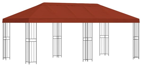 Altán s bočními stěnami 6 x 3 m Cihlová Polyester a ocel 190