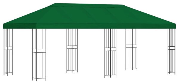 Altán s bočními stěnami 6 x 3 m Zelená Polyester a ocel 190