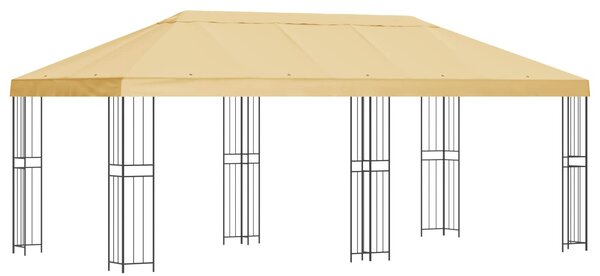 Altán s bočními stěnami 6 x 3 m Krémová Polyester a ocel 190