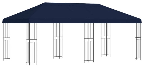 Altán s bočními stěnami 6 x 3 m Modrá Polyester a ocel 190