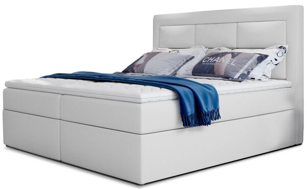 Boxspringová postel 140x200 TERIVO - bílá eko kůže